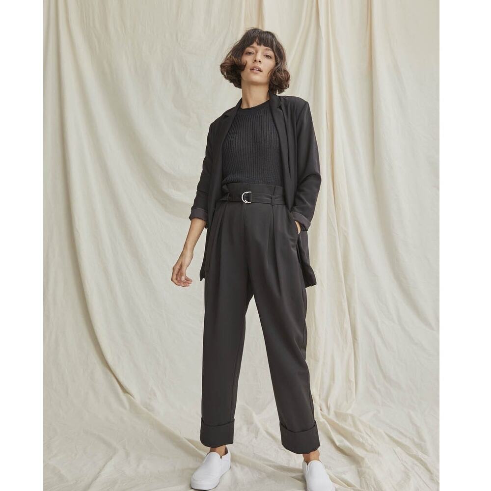 Elizabeth & James Belted Paperbag Black Pants